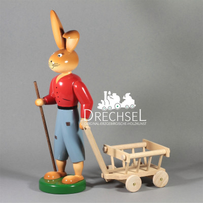 Hase mit Handwagen, 110 cm
