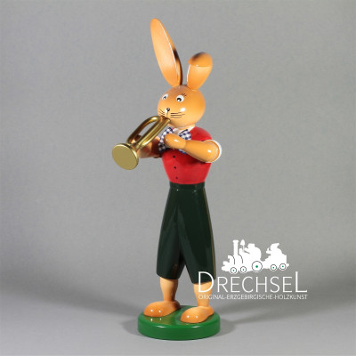 Osterhase Hase mit Trompete, 25 cm