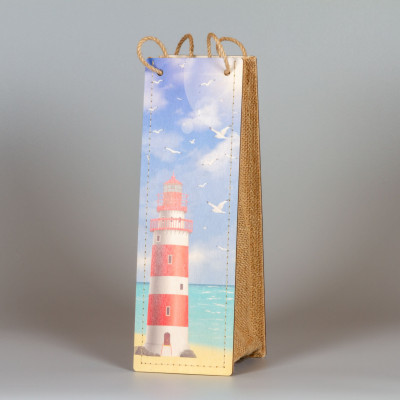 Holztasche Tragetasche für Weinflaschen Motiv Leuchtturm