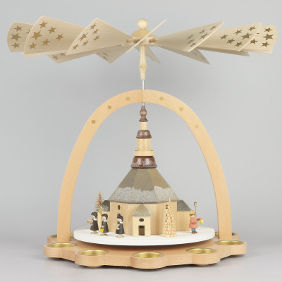 Teelichtpyramide Seiffener Kirche mit Kurrende