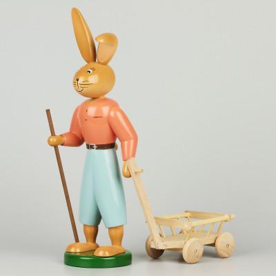 Osterhase mit Handwagen - 25 cm