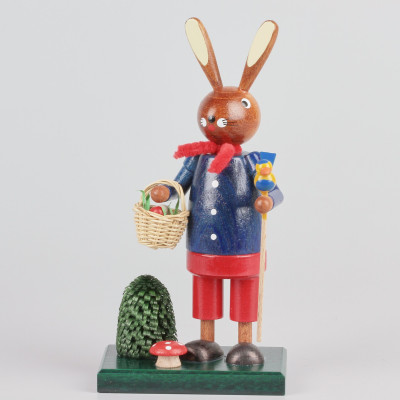 Osterhase mit Eierkorb und Vögelchen - 16 cm