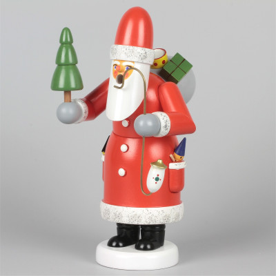 Seiffener Räuchermann Weihnachtsmann mit Baum