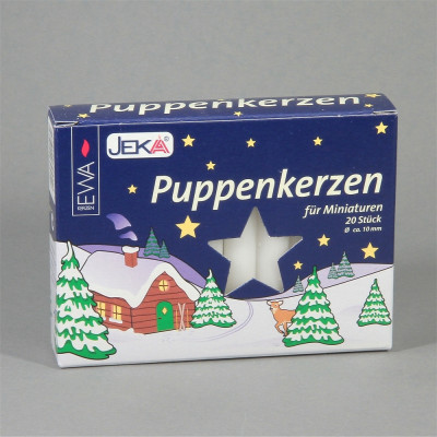 Puppenkerzen weiß, 20 Stück, 10 mm