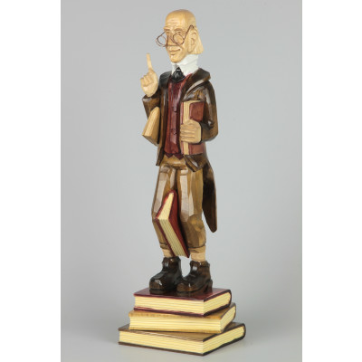 Geschnitzter Lehrer Lämpel farbig, 44 cm