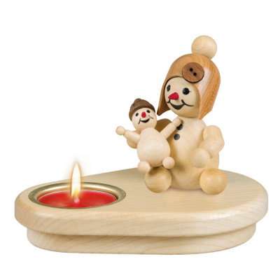 Teelichthalter Schneemädchen mit Puppe