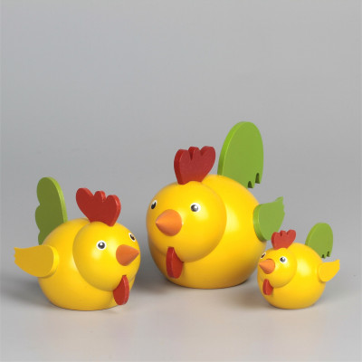 Kugelfiguren Hühnergruppe gelb, 3-teilig