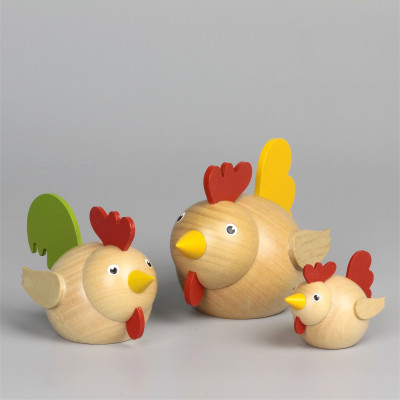 Kugelfiguren Hühnergruppe natur, 3-teilig