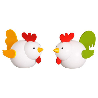 Kugelfiguren Hahn und Huhn weiß, 2-teilig
