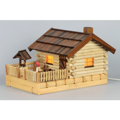 Lichterhaus Räucherhaus Blockhütte Bauernhof mit Figur