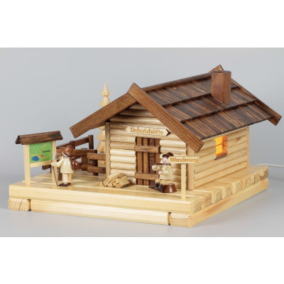 Lichterhaus Räucherhaus Blockhütte Schutzhütte mit Figuren