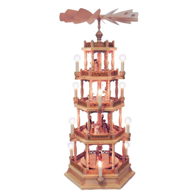 Pyramide Christi Geburt, 4-stöckig, elektrisch, natur