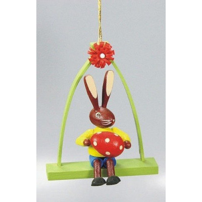 Baumbehang Sitzender Hase im Bogen, gelb, einteilig - Abverkauf