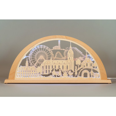 Schwibbogen Stadtlichter Annaberg-Buchholz zur Kät mit St. Annenkirche LED Farbwechsel