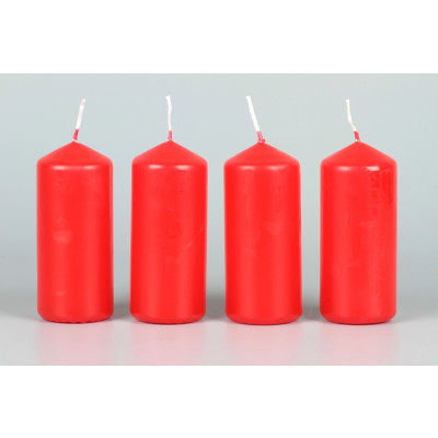 Stumpenkerzen rot 90 x 40 mm - 4 Stück