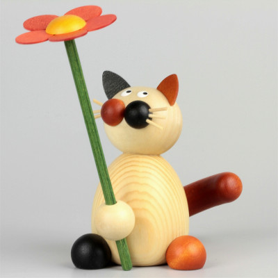 Glückskatze Lu mit Blume