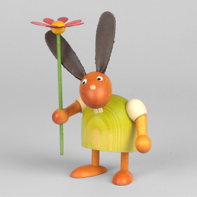 Hase mit Blume, grün, 7 cm