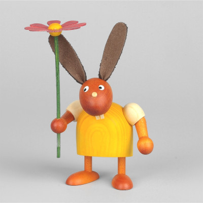 Hase mit Blume, gelb, 7 cm
