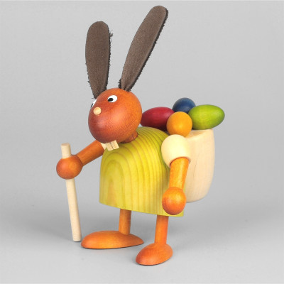 Hase mit Eierkiepe, grün, 7 cm