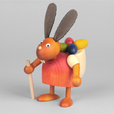 Hase mit Eierkiepe, rot, 7 cm