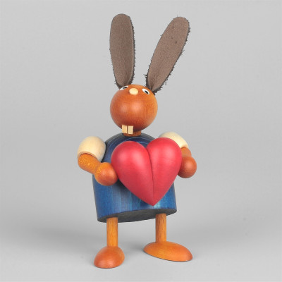 Hase mit Herz, blau, 7 cm