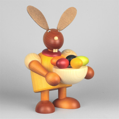Hase mit Osternest, gelb, 24 cm