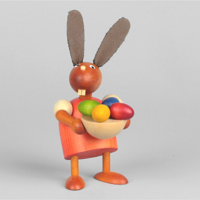 Hase mit Osternest, rot, 7 cm