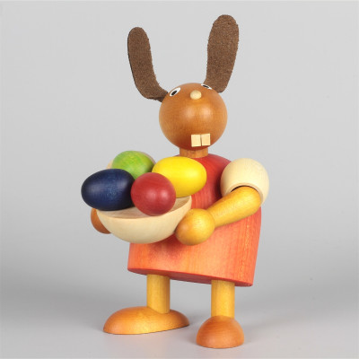 Hase mit Pinsel und Osternest, rot, 11 cm