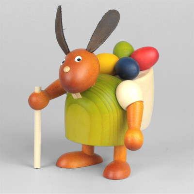 Hase mit Eierkiepe, grün, 11 cm