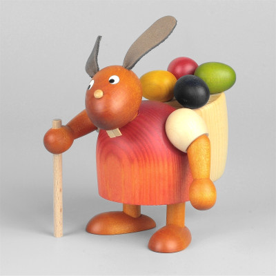 Hase mit Eierkiepe, rot, 11 cm