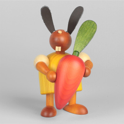Hase mit Möhre, gelb, 11 cm