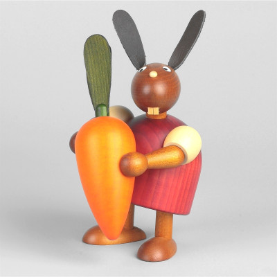 Hase mit Möhre, rot, 11 cm