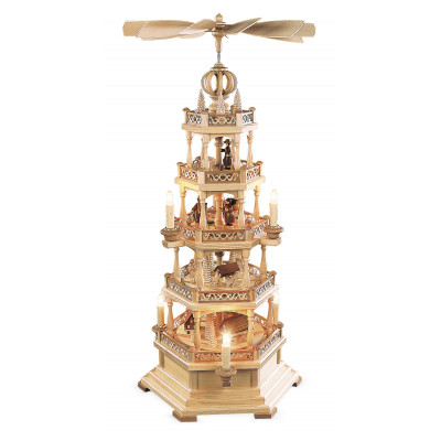 Pyramide mit Erzgebirgsmotiv 4-stöckig, elektrisch