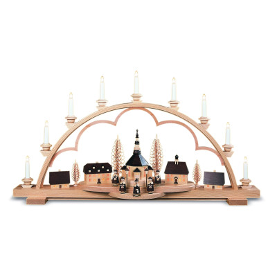 Schwibbogen Seiffener Dorf groß LED, natur