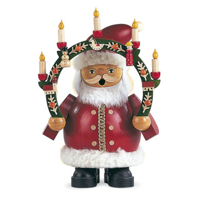 Räuchermännchen Weihnachtsmann mit Kerzenbogen