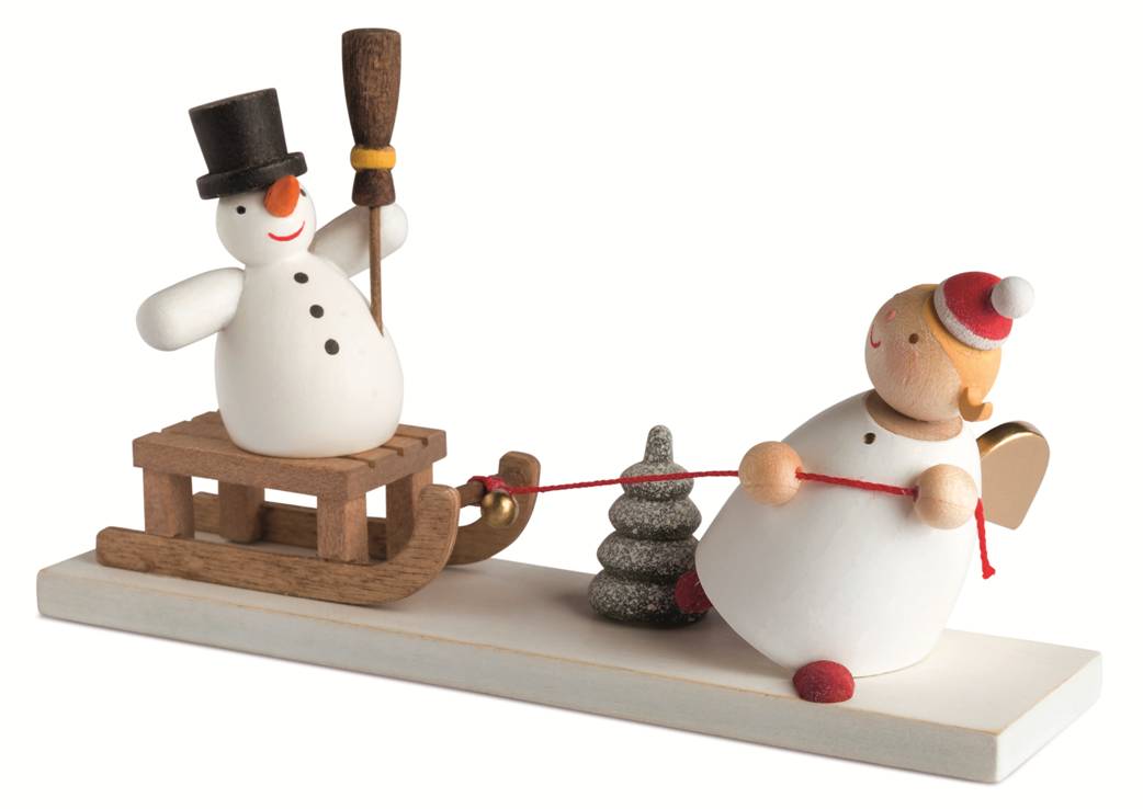 Schutzengel mit Schneemannschlitten